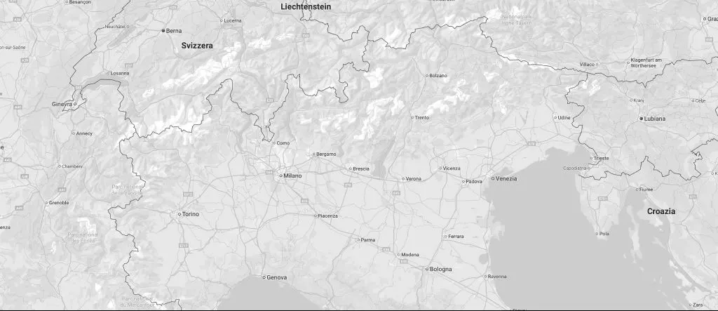 Map of the Alps showing project locations